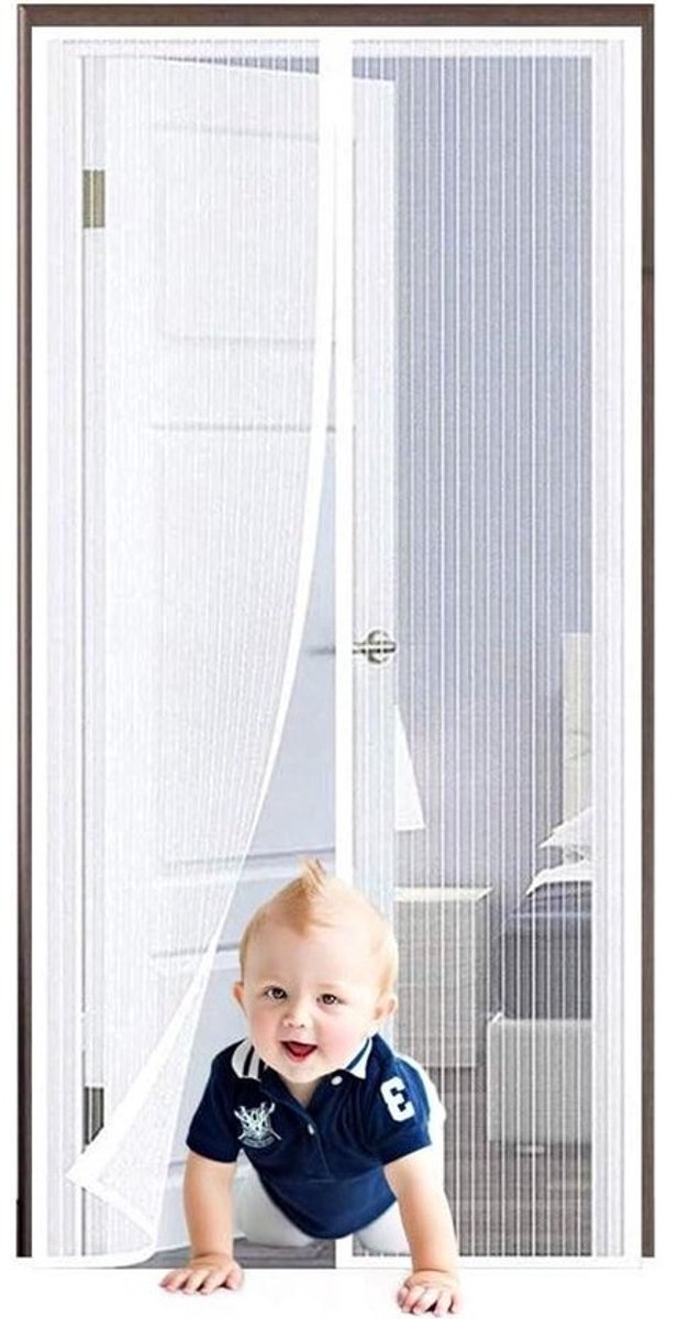 Magnetische Deur Hor - Vliegengaas Deur - Insecten Buiten Houden - Zelfsluitend Met Magneten - 125 x 210 cm - Wit