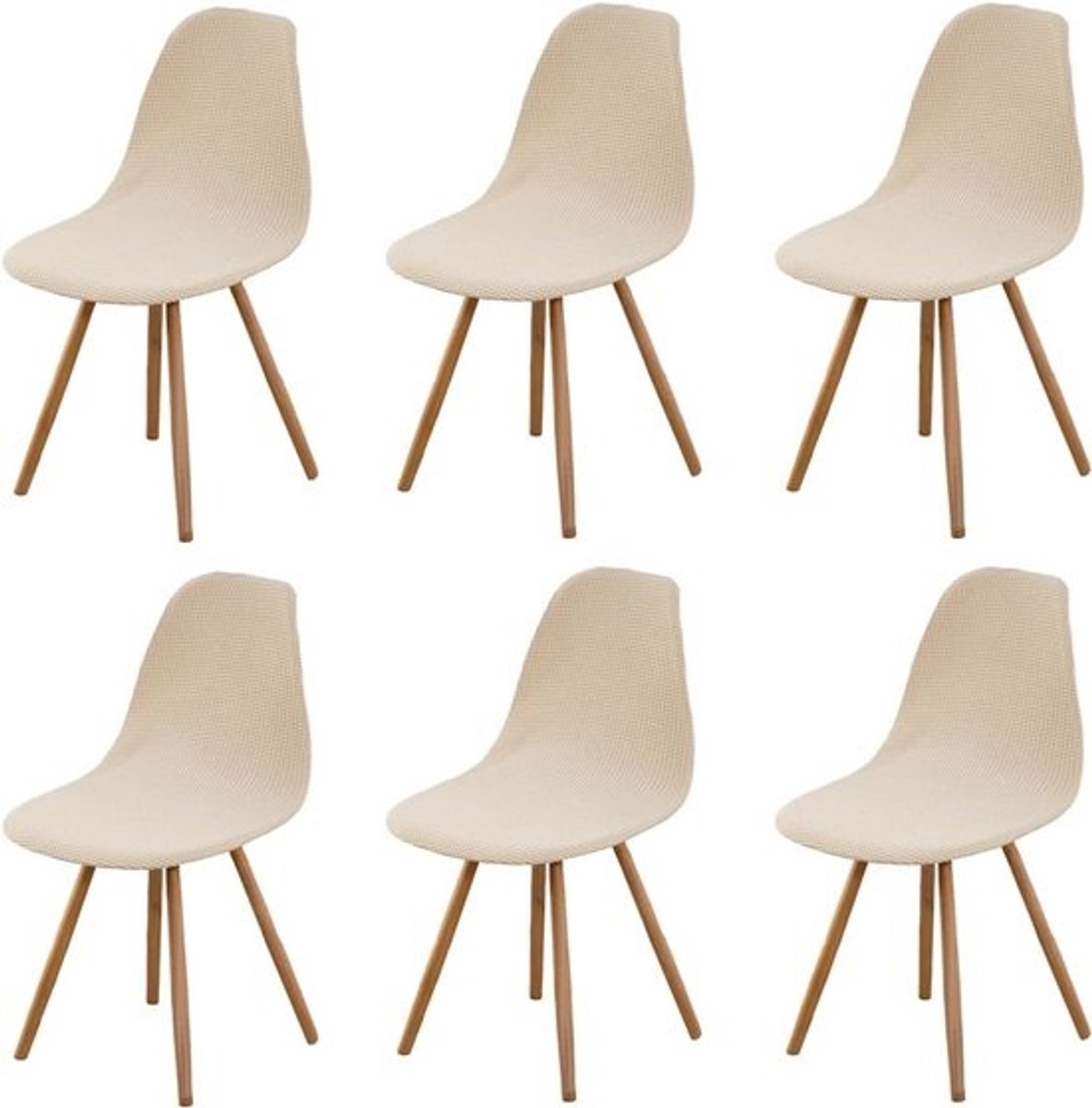 Scandinavische Eetkamerstoelhoezen - Verwijderbaar en Wasbaar - 6 Stuks - Beige