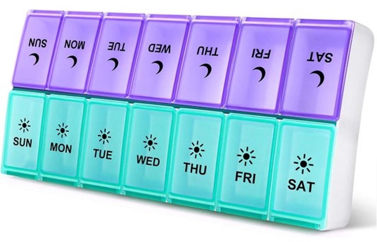 Wekelijkse Pillendoos 2x Per Dag met 14 Vakken voor Vitaminen en Medicijnen