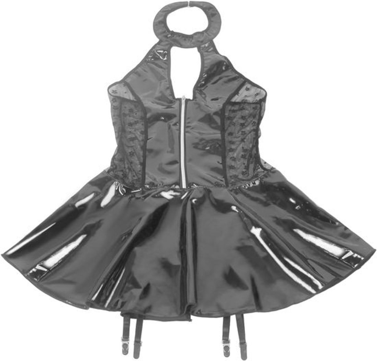 Sexy Lakleren Jurk met Ritssluiting Lingerie voor Grotere Maten