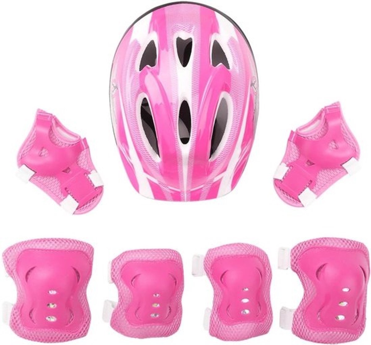 Kinder Beschermset Fietsen en Skaten - Helm, Knie-, Elleboog- en Polsbeschermers - Verstelbaar voor Jongens en Meisjes