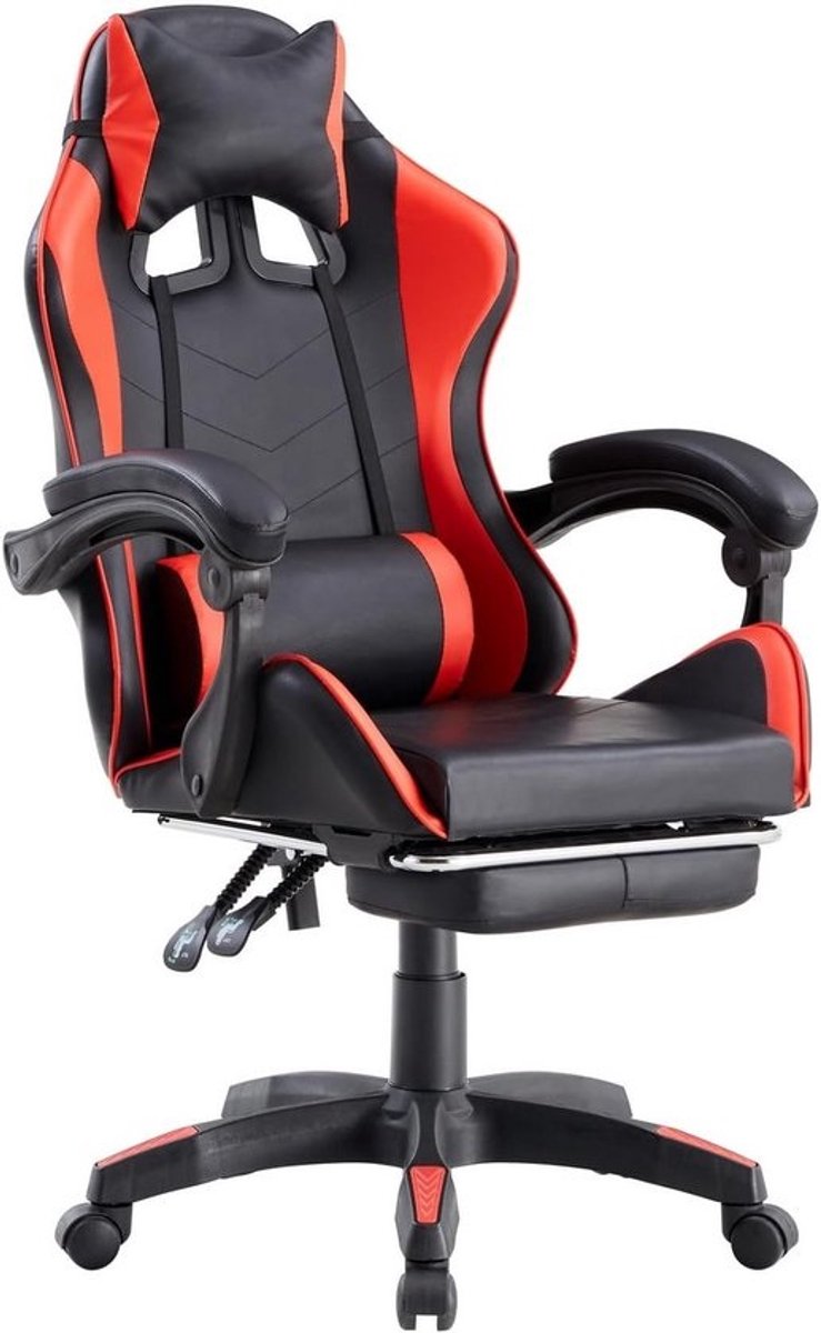 Ergonomische Race Gaming Stoel met Verstelbare Voetensteun en Rugleuning - PU Leder - Zwart Rood Blauw Groen