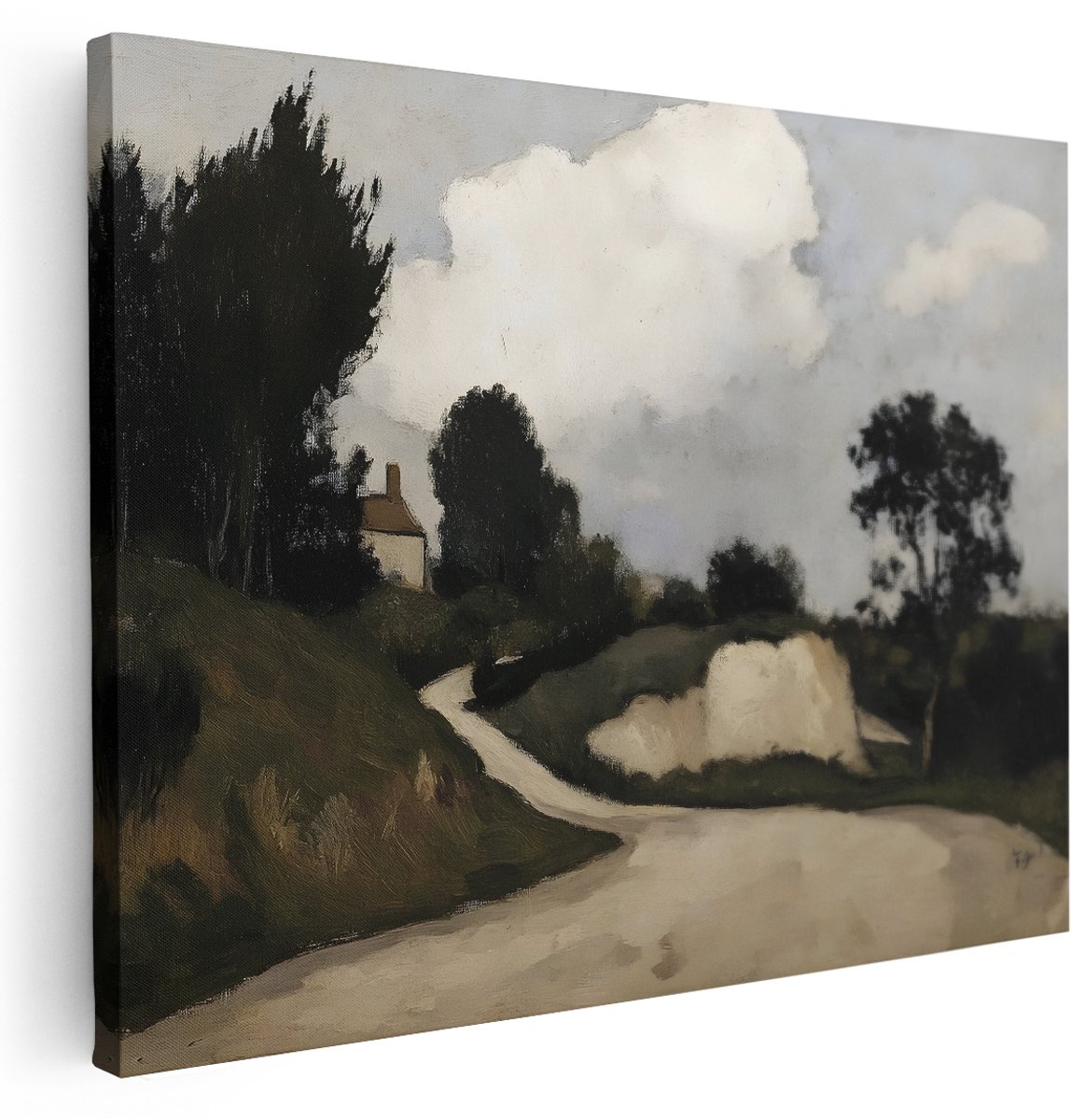 Artaza Canvas Schilderij Natuur - 160x120 cm - Groot - Wanddecoratie Landschap - Muurdecoratie Klassieke Schilderijen - Schilderijen Op Canvas Landweg