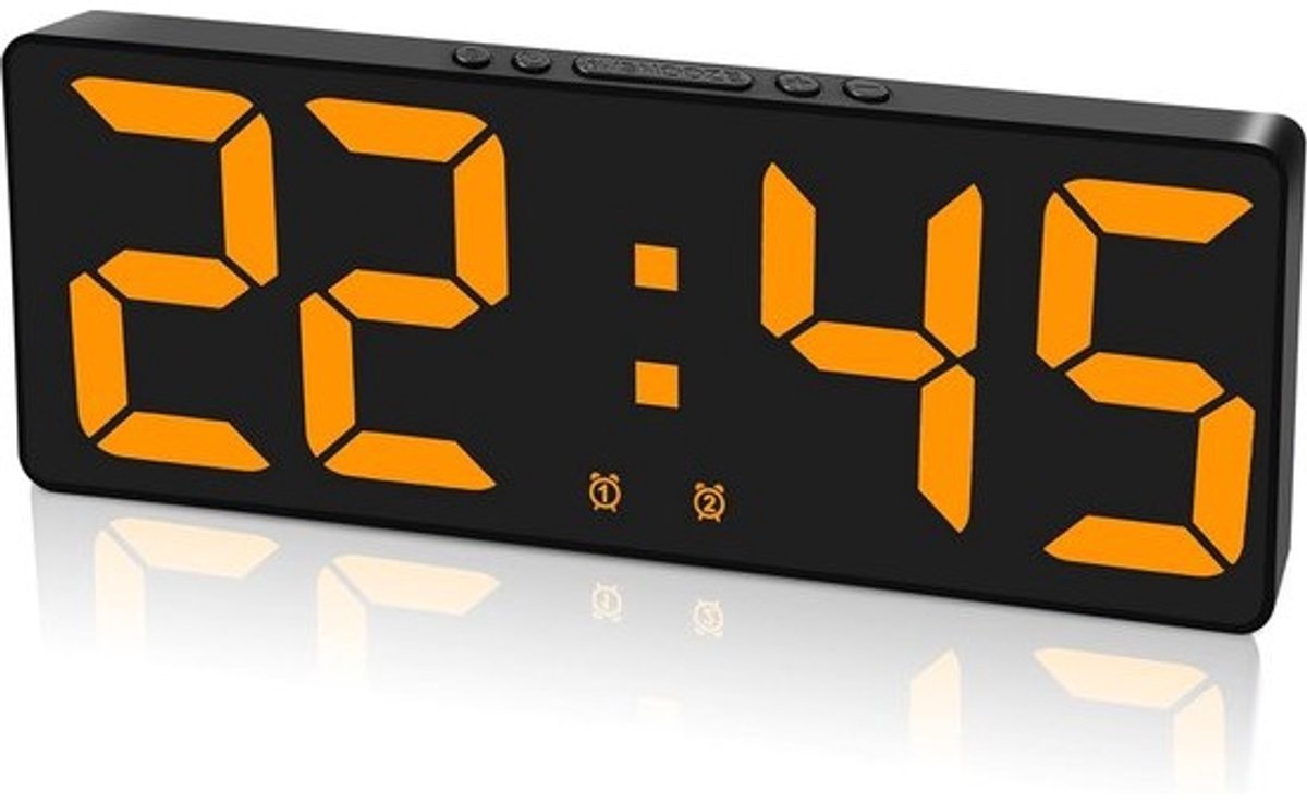 Digitale wekker groot LED-display 2 alarminstellingen 5 helderheidsniveaus 12/24 uur sluimeren spraakbediening voor slaapkamer bureau zware slapers volwassenen