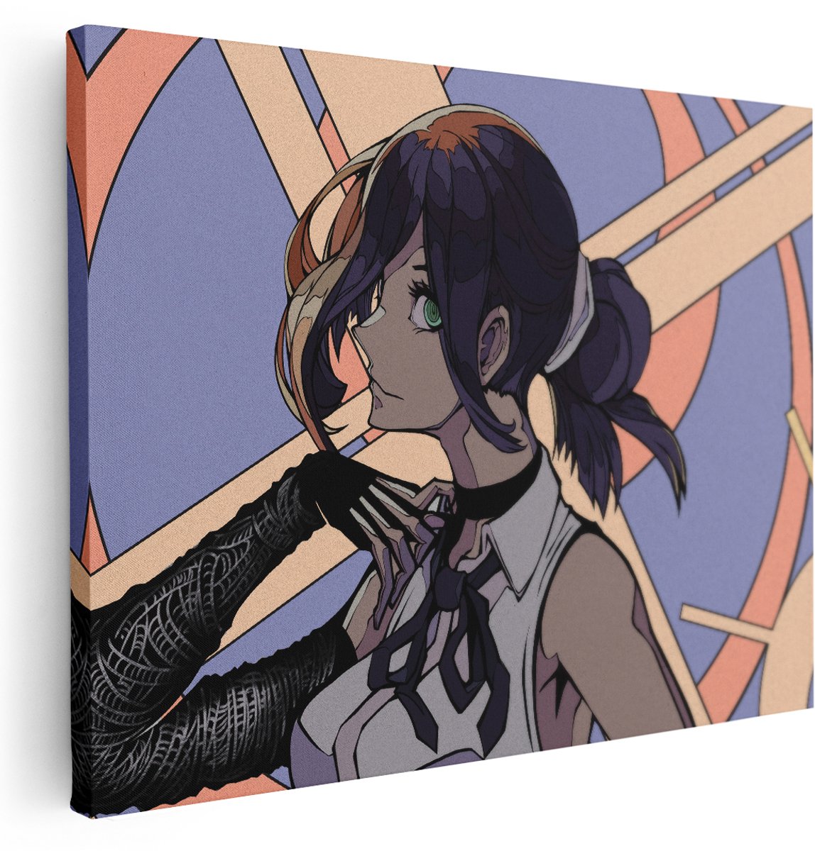 Artaza Canvas Schilderij Anime Portret - 160x120 cm - Groot - Wanddecoratie Meisje - Muurdecoratie Japan - Kamer Accessoires Groen
