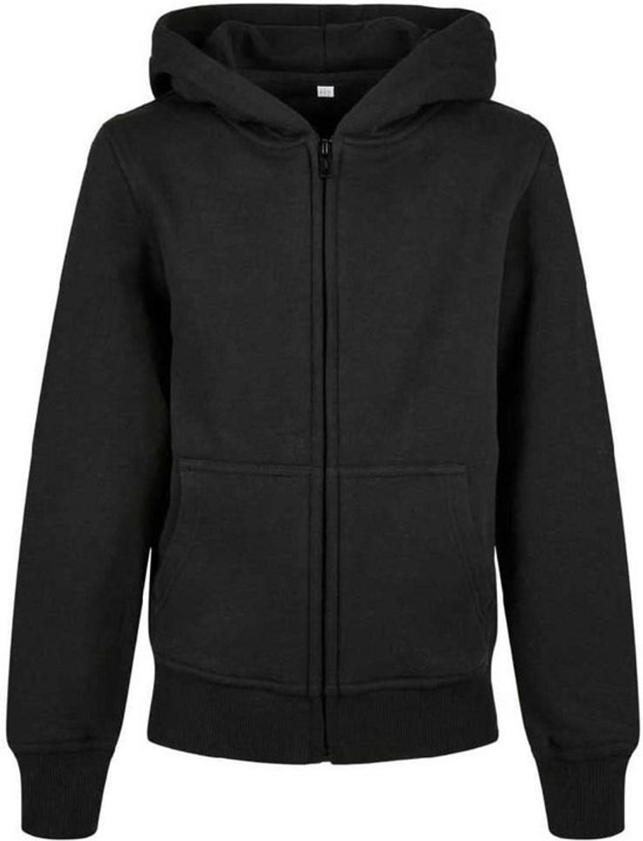 Unisex Kinder Hoodie met Rits en Capuchon - Zwart | Biologisch Katoen