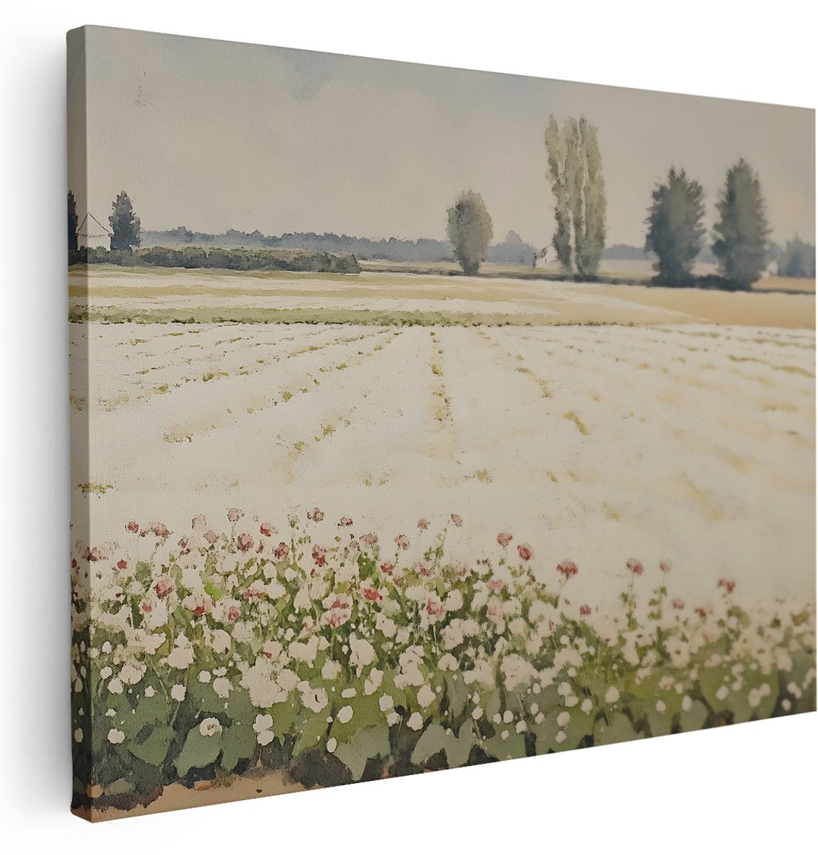 Artaza Canvas Schilderij Landschap - 160x120 cm - Groot - Wanddecoratie Bloemen - Muurdecoratie Landelijk - Decoratie Natuur Woonkamer