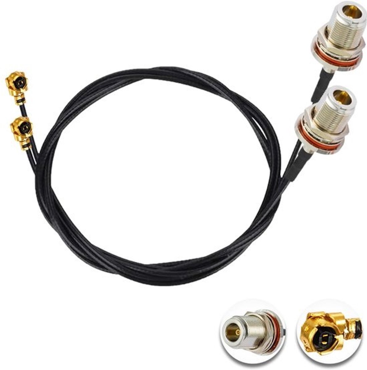 2 Stuks U.FL IPEX naar N-Type Female Antennekabel 50 cm voor WiFi Routers en Netwerkkaarten