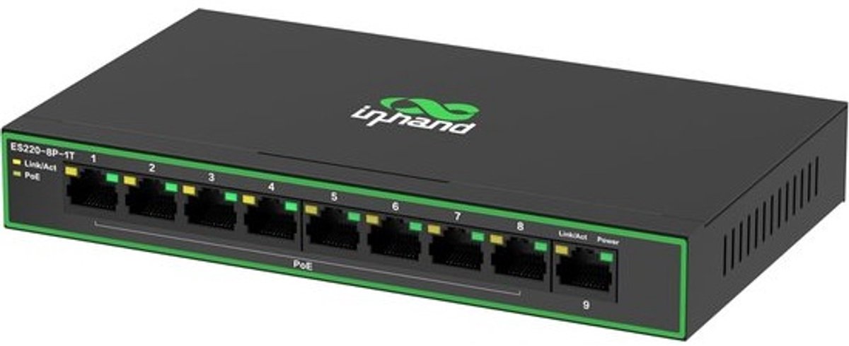 9-Poorts Gigabit PoE+ Switch met 8 PoE+ Poorten (120W Totaal) - Plug & Play Metalen Behuizing