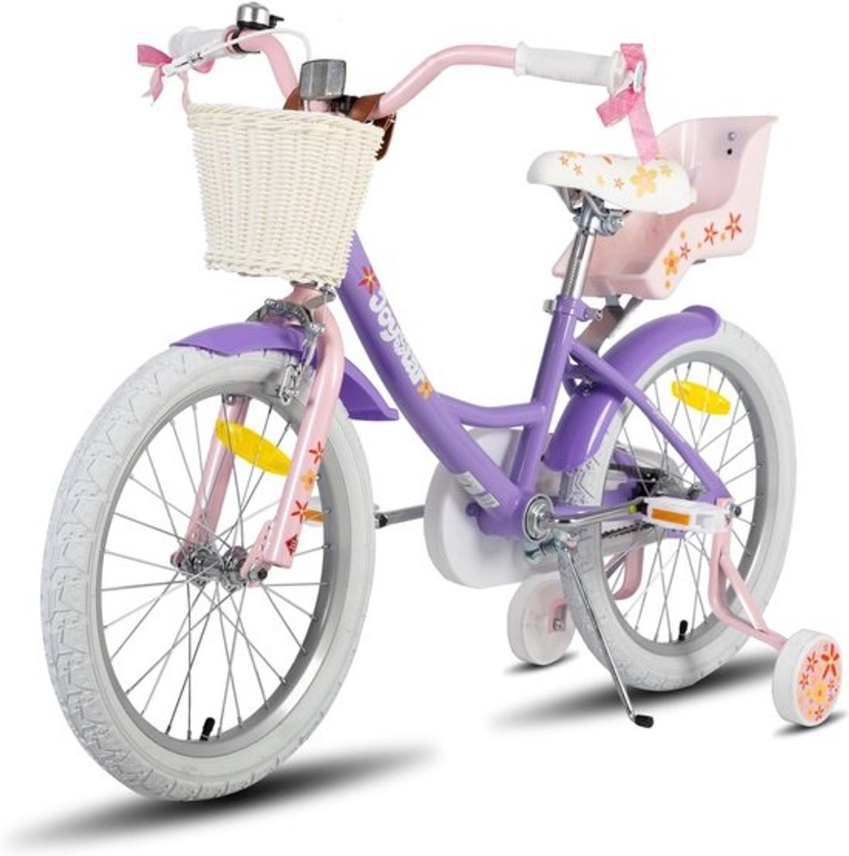 Kinderfiets Meisjes 18 Inch - Inclusief Poppenzitje, Zijwieltjes, Mand en Roze Wimpels