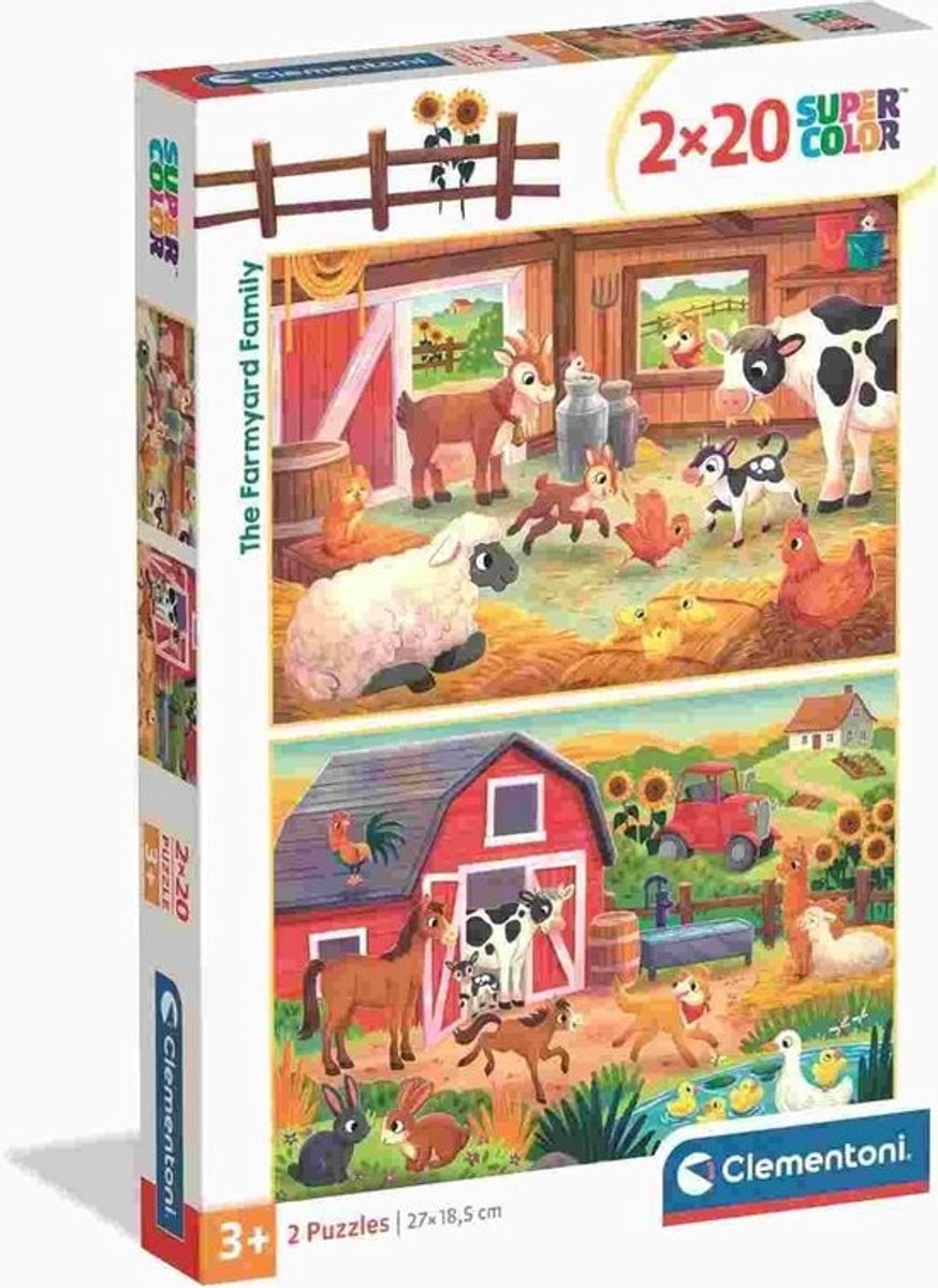 2 Kinderpuzzels 20 Stuks Boerderijdieren Vanaf 3 Jaar - Educatief Speelgoed