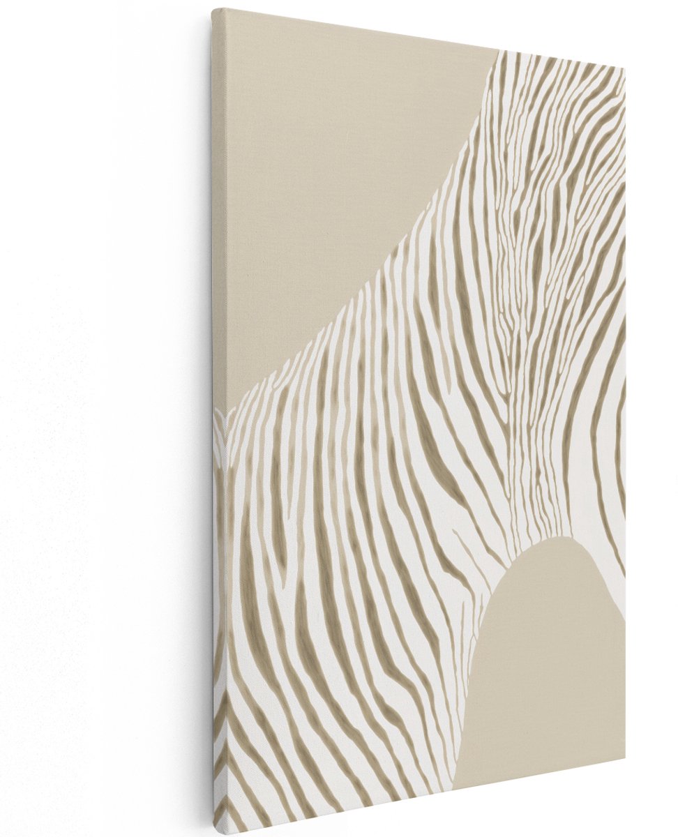 Artaza Canvas Schilderij Abstract Zebra - 120x180 cm - Groot - Wanddecoratie Boho - Muurdecoratie Japandi Dieren - Decoratie Woonkamer Beige