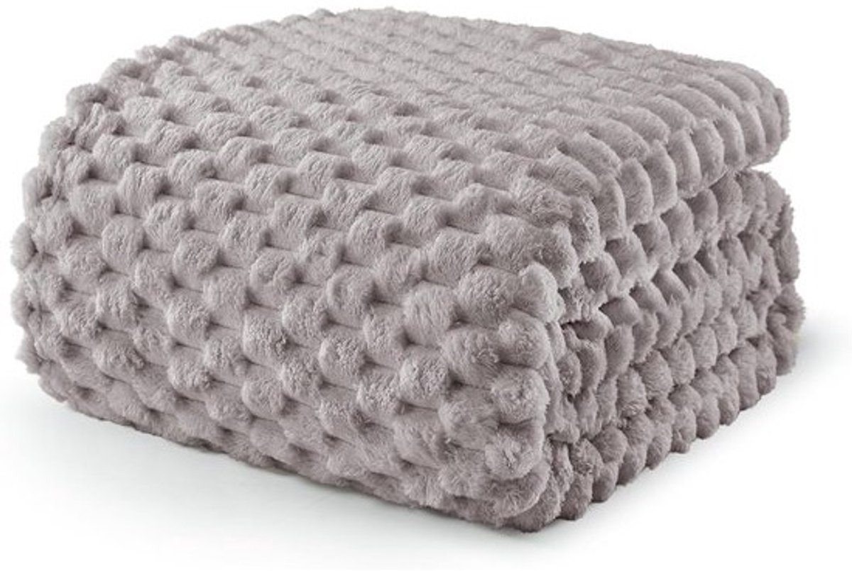 Fleece deken - Zachte plaid - Gezelligheid thuis - Huidvriendelijk materiaal - 220 x 240 cm - Lichtgrijs