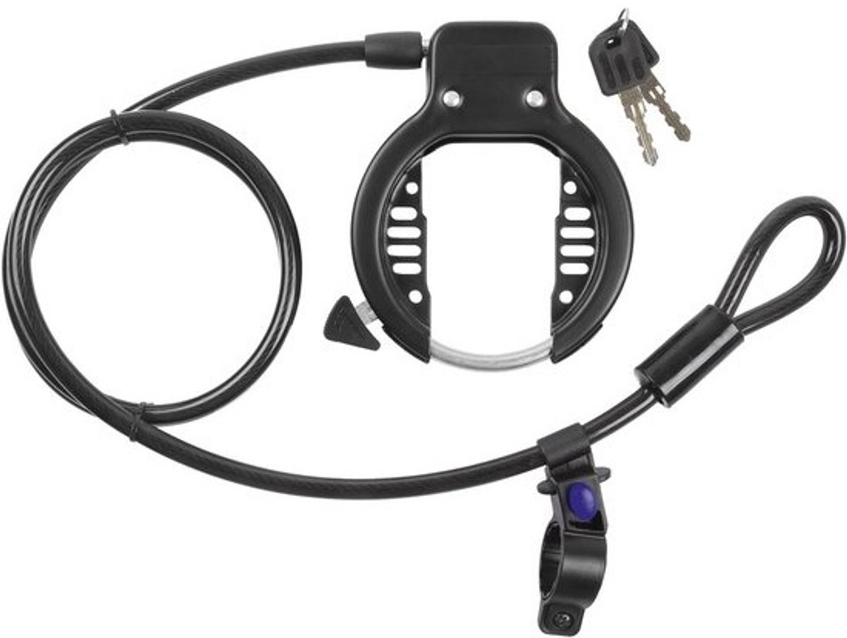 Ringloop frameslot met kabel - zwart