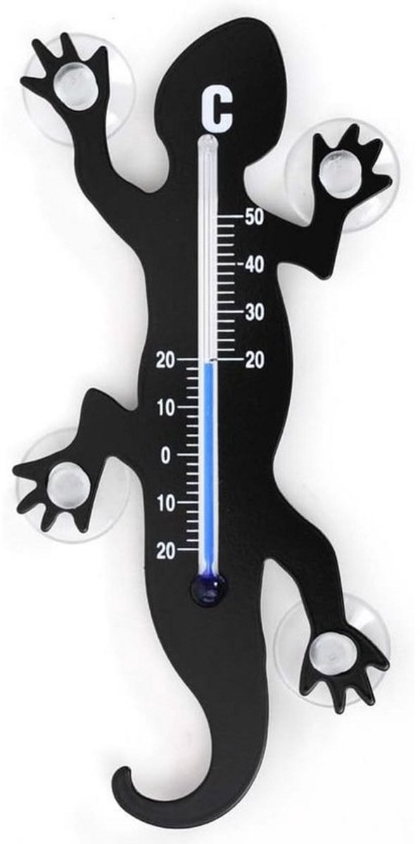 Raamthermometer van metaal -14 cm - Temperatuurbereik -20 tot +50 °C - Geschikt voor binnen en buiten - Met 4 sterke zuignappen - Inclusief geschenkverpakking
