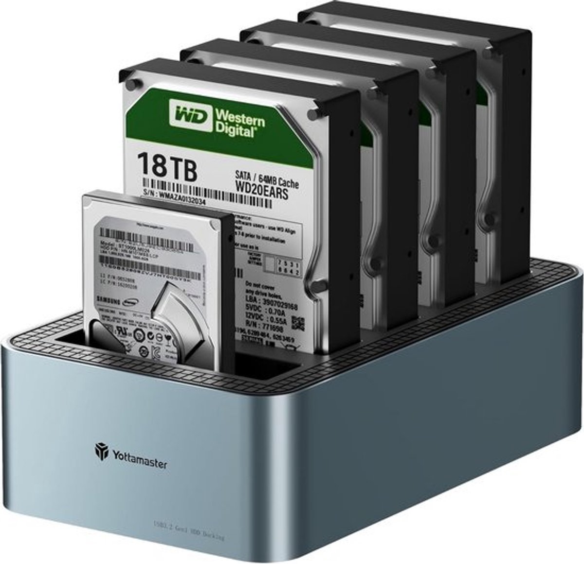 5-Bay Harde Schijf Docking Station voor 2.5/3.5 inch SSD/HDD Offline Klonen