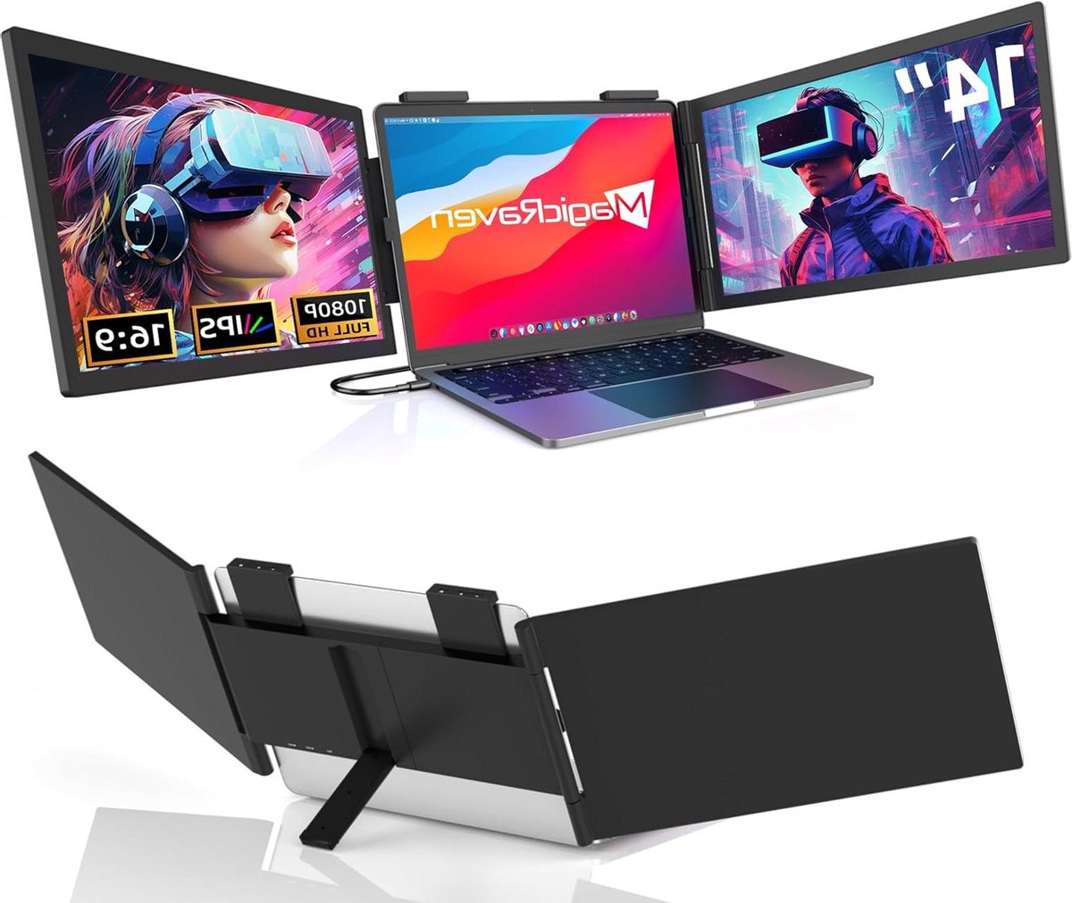Dubbel Laptop Scherm - Draagbare Monitor - Multitasken Productiever - Full HD IPS - 14 inch - Zwart
