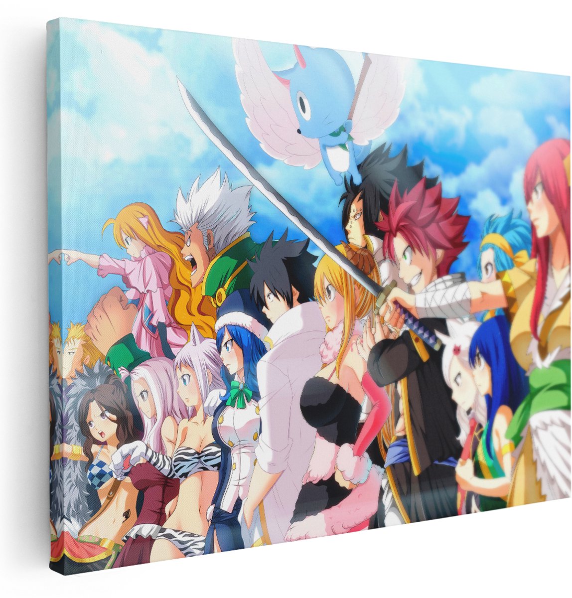 Artaza Canvas Schilderij Anime - 160x120 cm - Groot - Wanddecoratie Fairy Tail - Muurdecoratie Jongenskamer - Schilderijen Op Canvas Manga