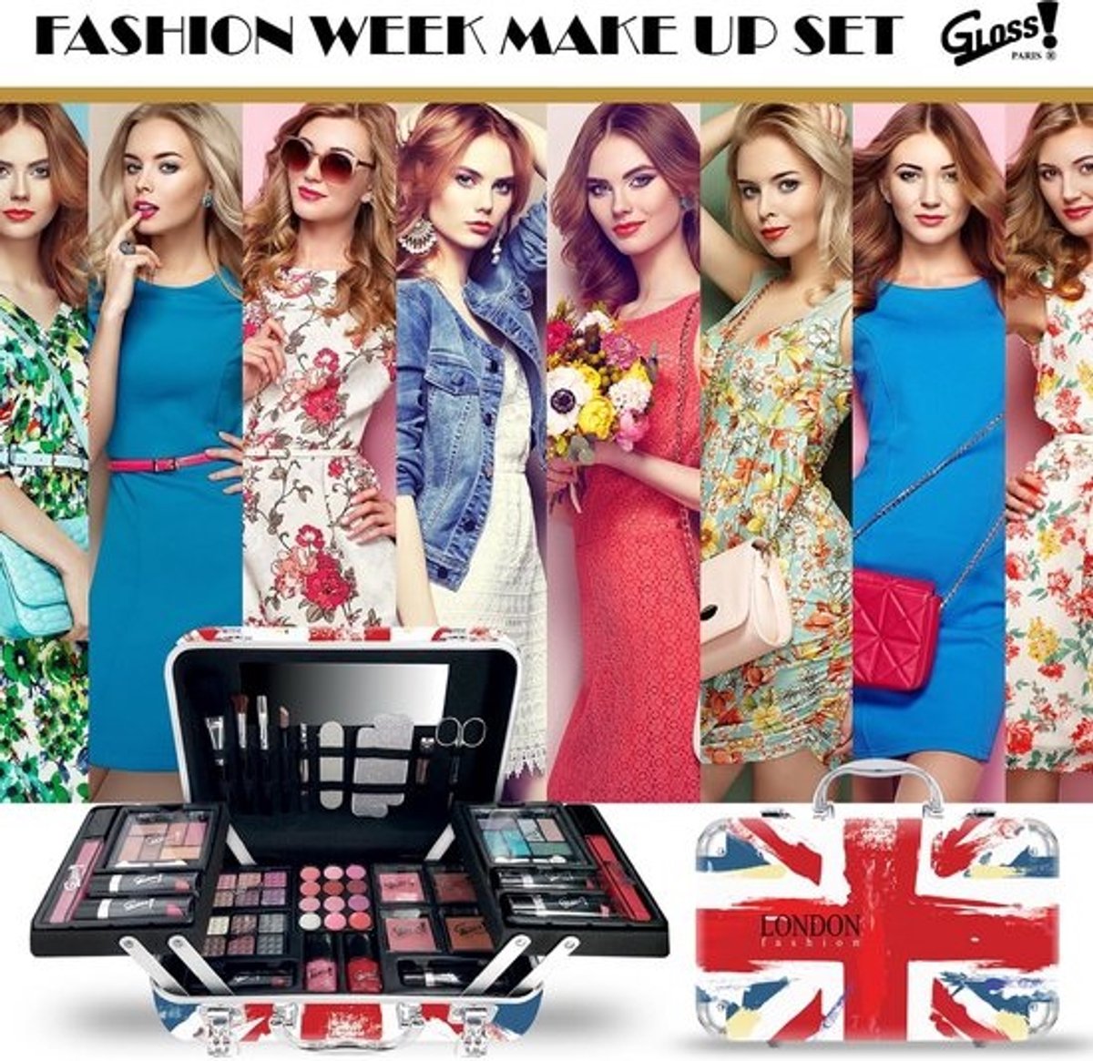 60-delige make-upkoffer voor dames met blush, oogschaduw, lippenstift en nagellak | Make-up organizer en cadeau-idee voor schoonheid