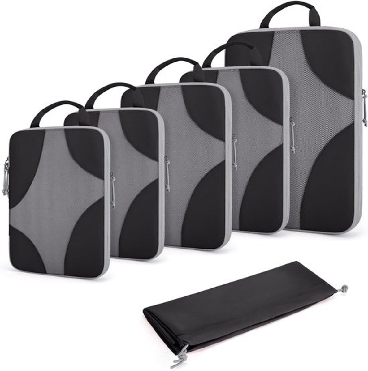 Reisorganizers Set - Pakdozen Koffers - Bagage Ordenen - Ruimtebesparend Compressie - 6 Delig - Zwart