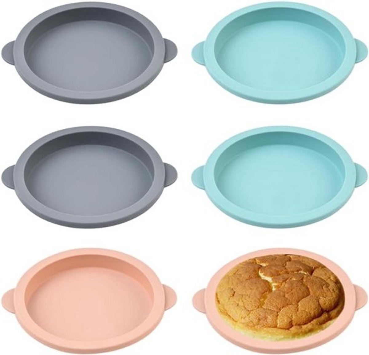 6 stuks ronde siliconen bakvormen 12 cm - geschikt voor airfryer en oven - herbruikbare taartvormen
