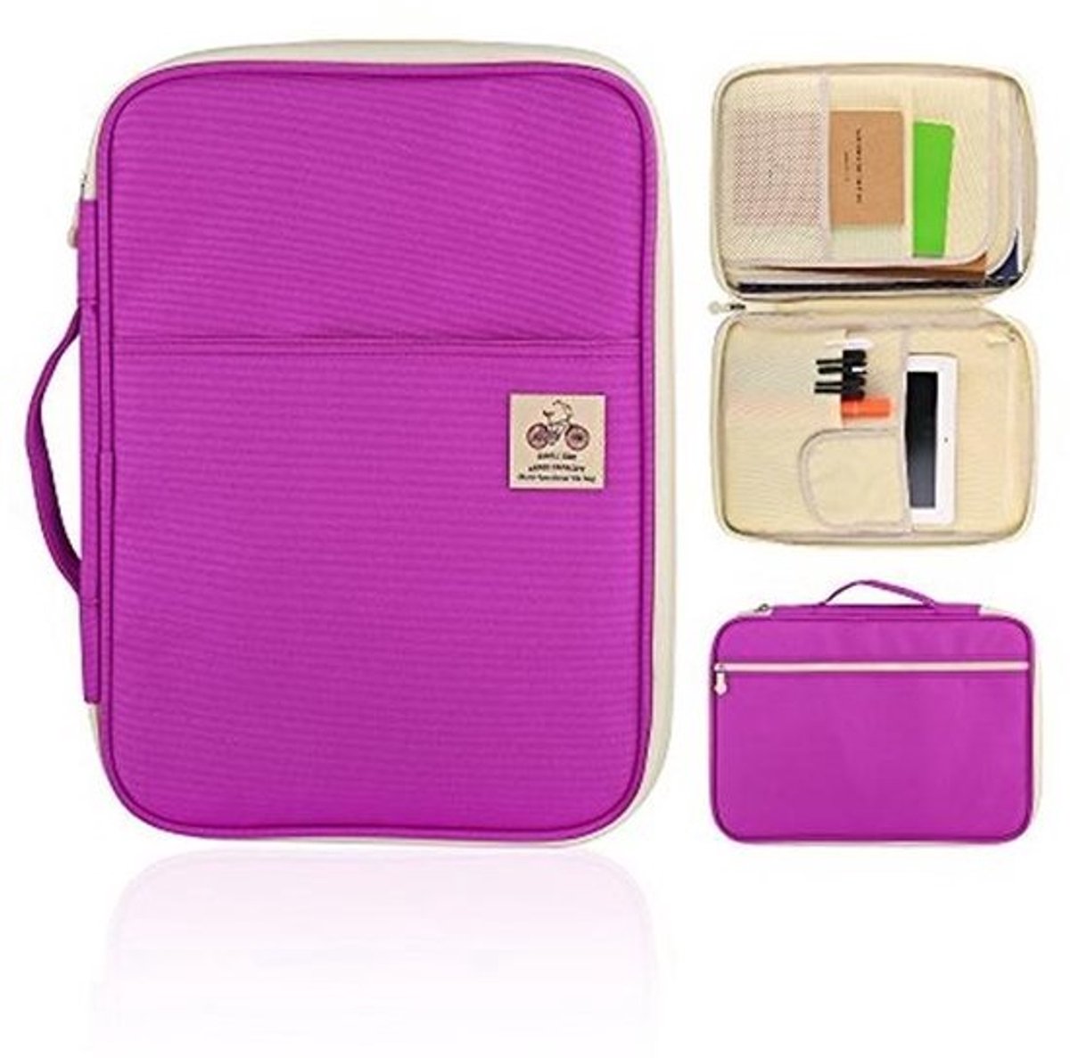 Documenten Tas A4 Portfolio Organizer - Multifunctionele Reistas voor Notebook, iPad en Documenten - Paars