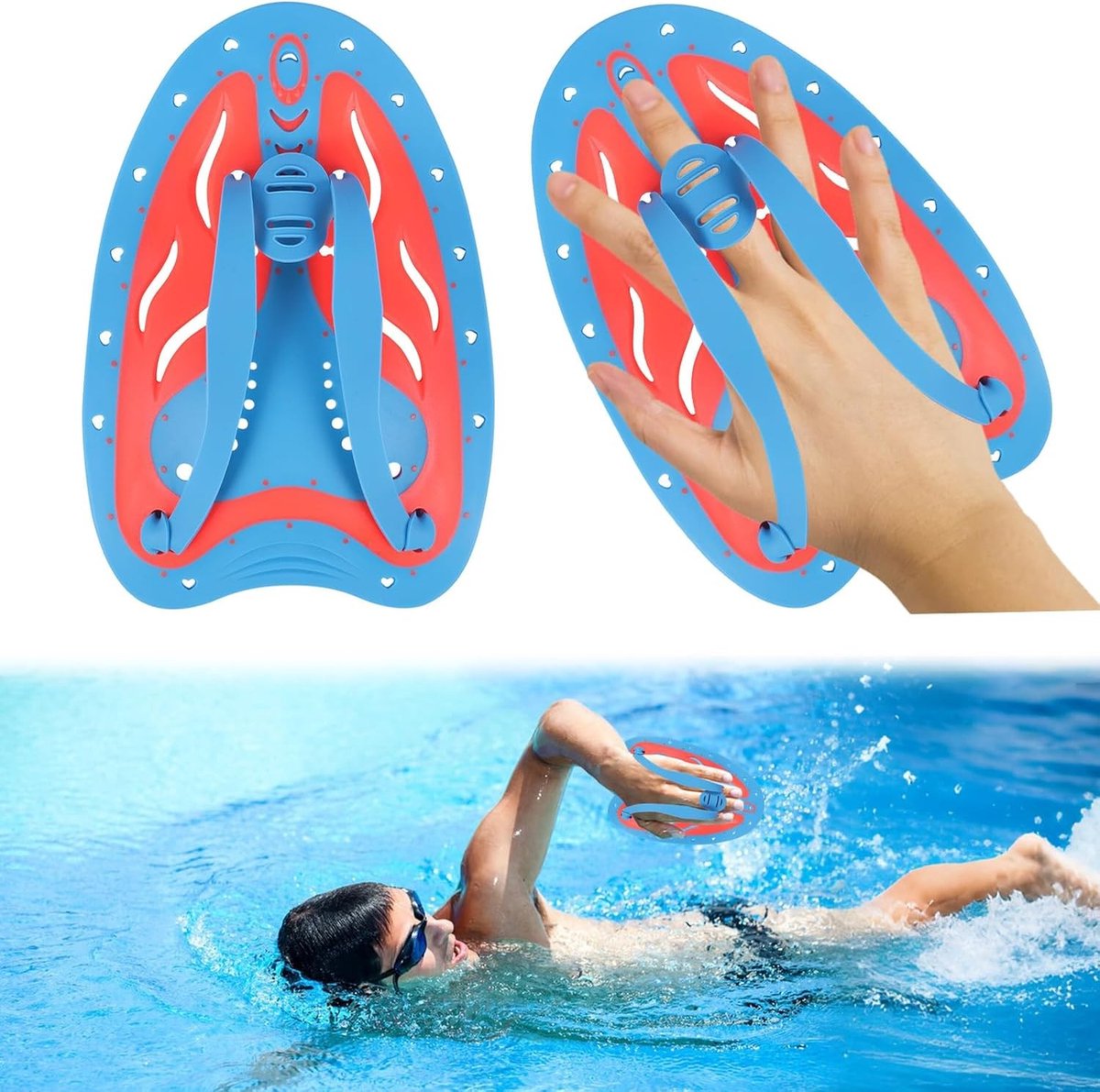 Kleurrijke Handpaddles voor Volwassenen en Kinderen met Verstelbare Siliconen Bandjes voor Zwemtraining en Krachttraining