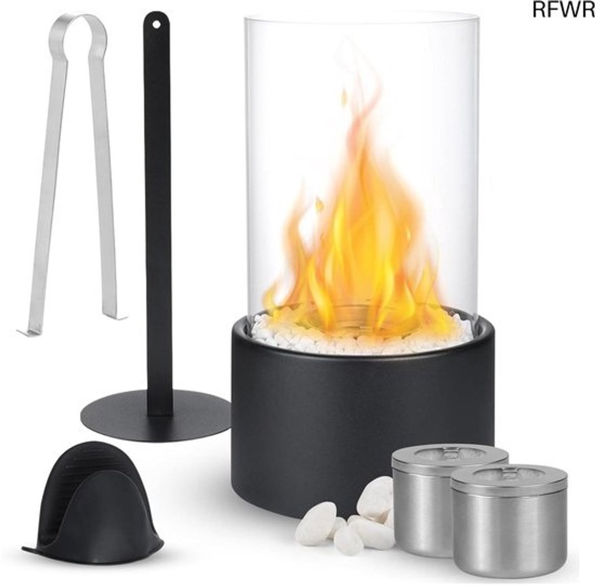 RFWR® Draagbare Bio-Ethanol Open Haard voor Binnen en Buiten - Tafelvuur met Decoratieve Stenen