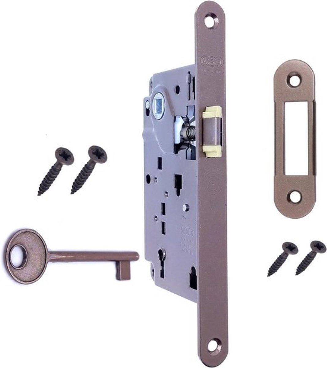 Binnendeurslot met Sleutel - Stompe Deuren - Universeel Eindstuk 50mm - Asafstand 90mm