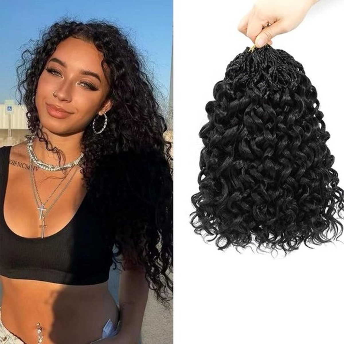 18 Inch Voorgedraaide Krul Crochet Haar 8 Bundels Strand Golf Extensions