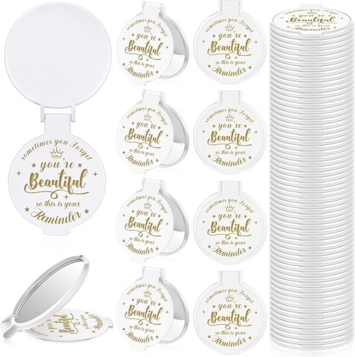 Inspirerende Compacte Ronde Make-up Spiegel - Mini Spiegel Geschenken voor Vrouwen en Meisjes