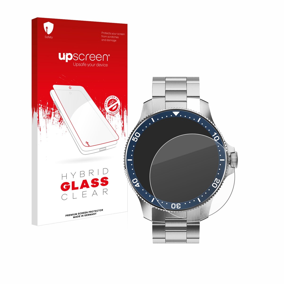 upscreen - Screenprotector voor Withings ScanWatch Horizon (43 mm) - Folie Beschermfolie Beschermglas transparant