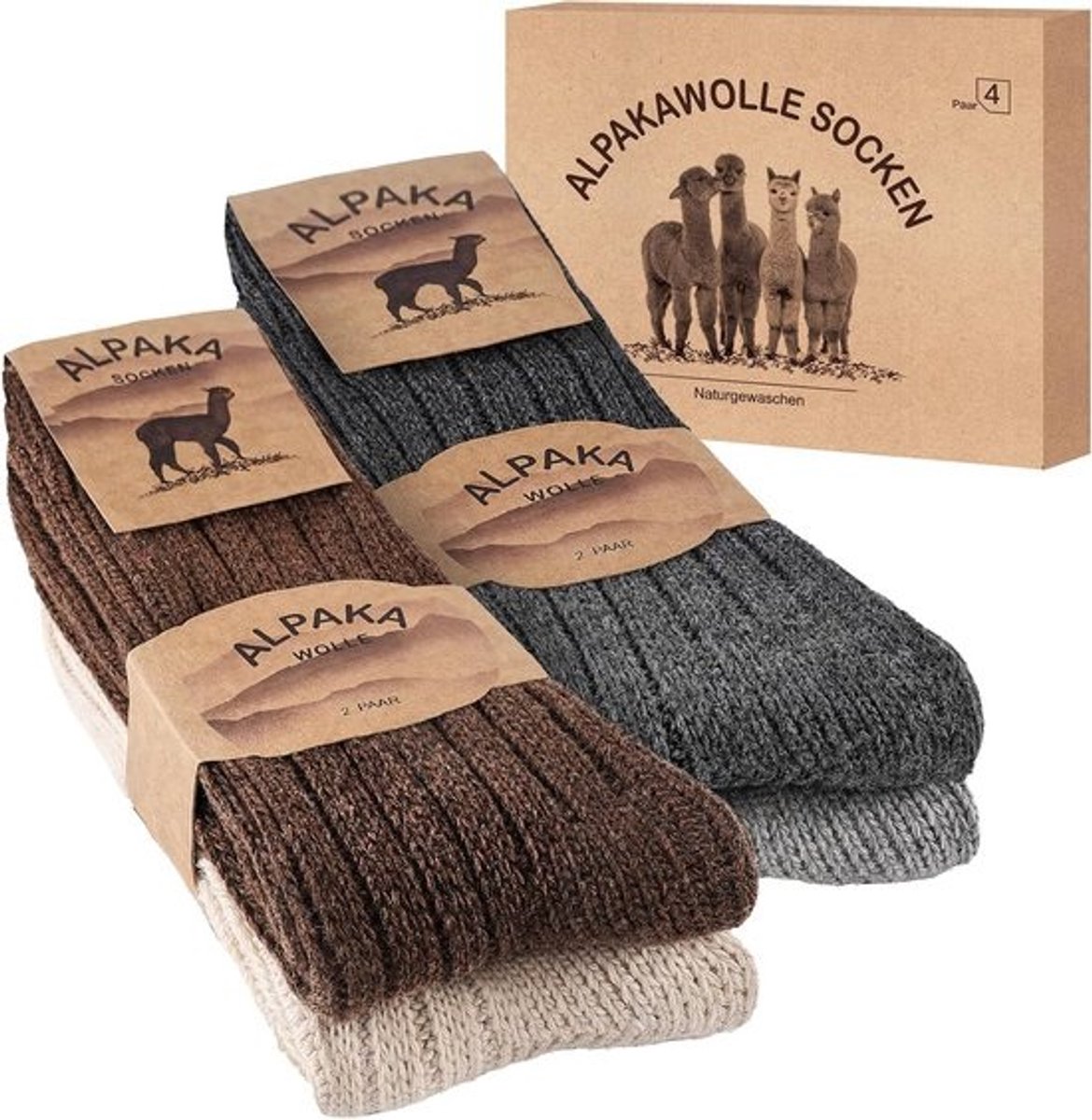 4 Paar Warme Thermische Sokken | Dikke Gebreide Wool Sokken voor Dames en Heren