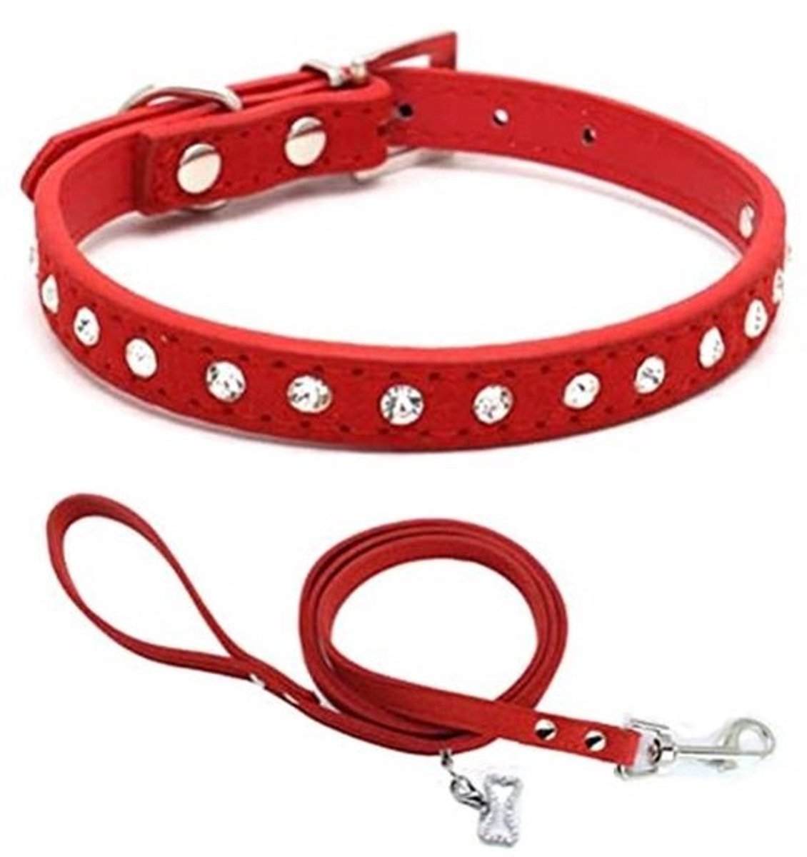 Honden Kraag en Riem Set met Kristal Diamant Bling voor Puppy en Kat