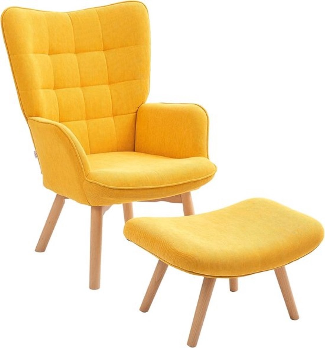 Comfortabele Relaxfauteuil met Voetenbank in Corduroy Stijl - Oranje