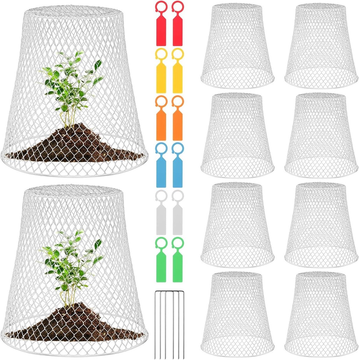 10 Stuks Kippengaas Cloche Plantenbeschermer, IJzeren Plantenbedekking, Draadbescherming voor Tuinplanten, Weerbestendige Plantenbescherming, Tuinaccessoires voor Groenten en Bloemen