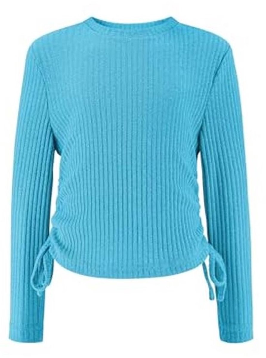 Meisjes lange mouwen T-shirt met trekkoord - Casual en elegant voor herfst en winter