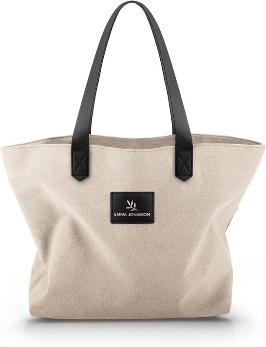 Stijlvolle Dames Schoudertas met Rits en Binnenvak - Grote Beige Handtas voor Winkelen