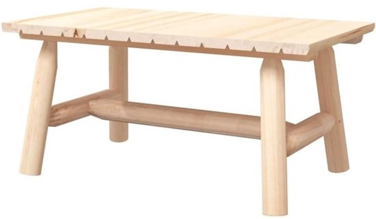 Salontafel Hout - Bijzettafel Hout - Woonkamer Meubel - Massief Sparrenhout - 90 x 50 x 41 cm - Naturel