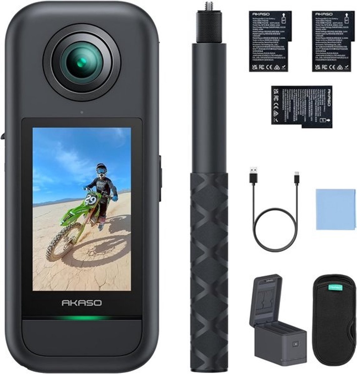 360 Graden Actiecamera Set 5.7K Ultra HD met 72MP, AI Tracking en Horizonvergrendeling