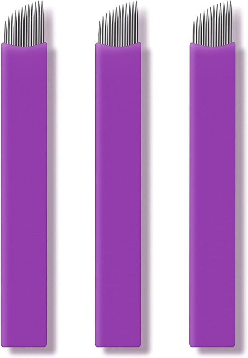 50 Stuks Paarse Microblading Naalden voor Permanente Make-up Wenkbrauwen 0.16mm