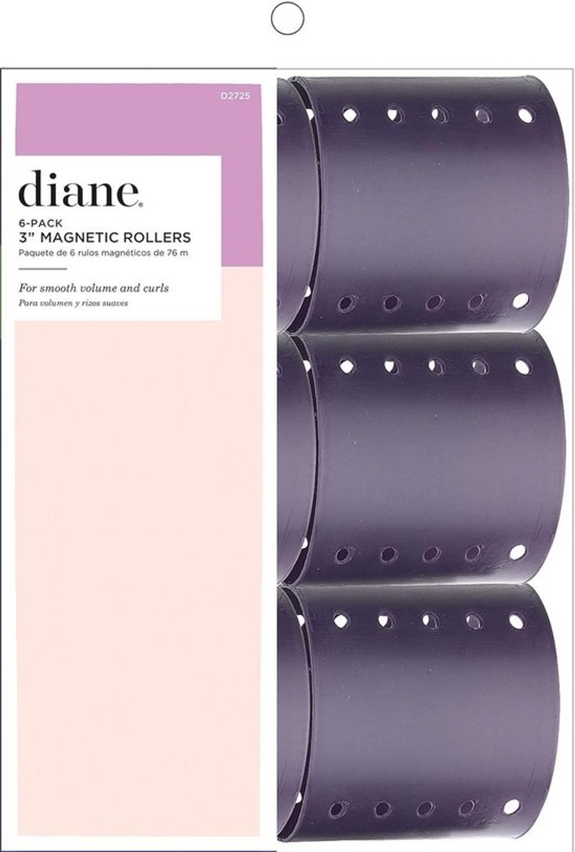 Set van 6 Magnetische Haarrollers voor Volume en Krullen (7,5 cm, Paars)