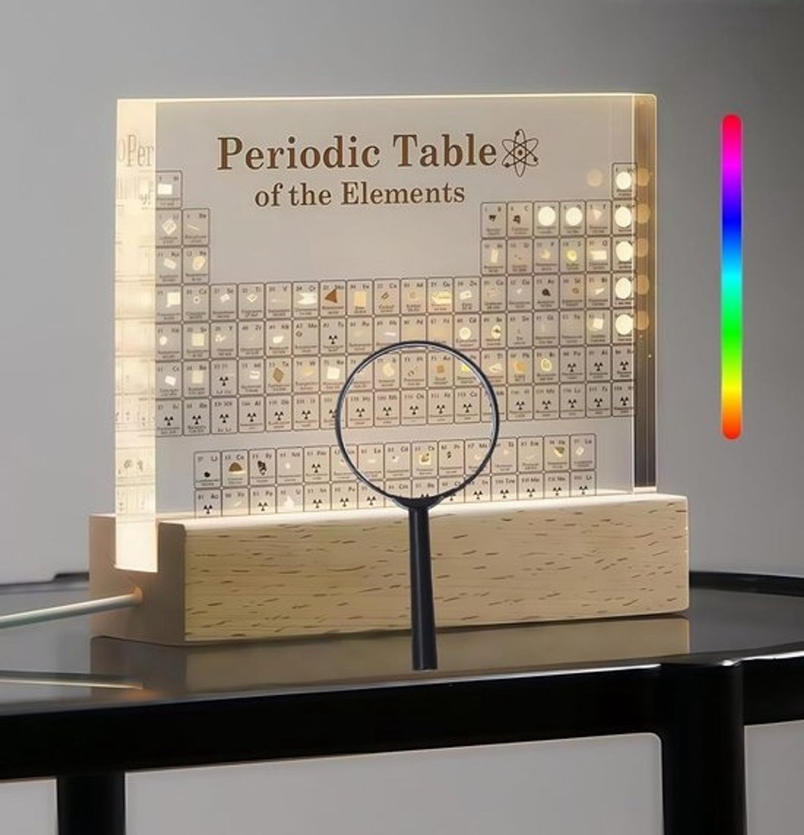 Periodiek Systeem met 83 Echte Elementen in Acryl Display