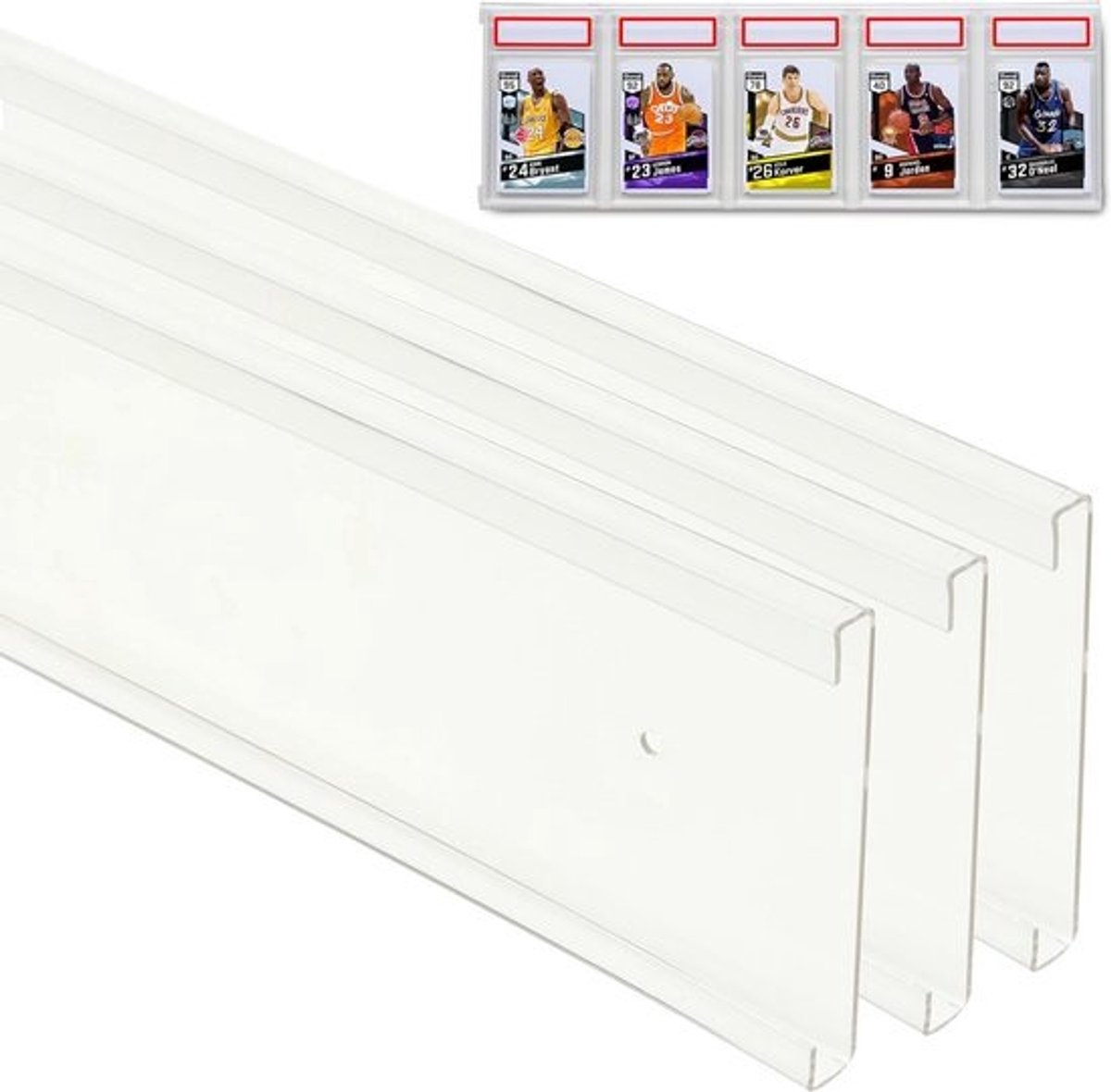 Muurbevestiging Kaarthouder Display voor Sportkaarten - 12 of 15 Houders, Compatibel met PSA, BGS, CGC en Toploaders, Acryl Frame met Zwarte Afwerking
