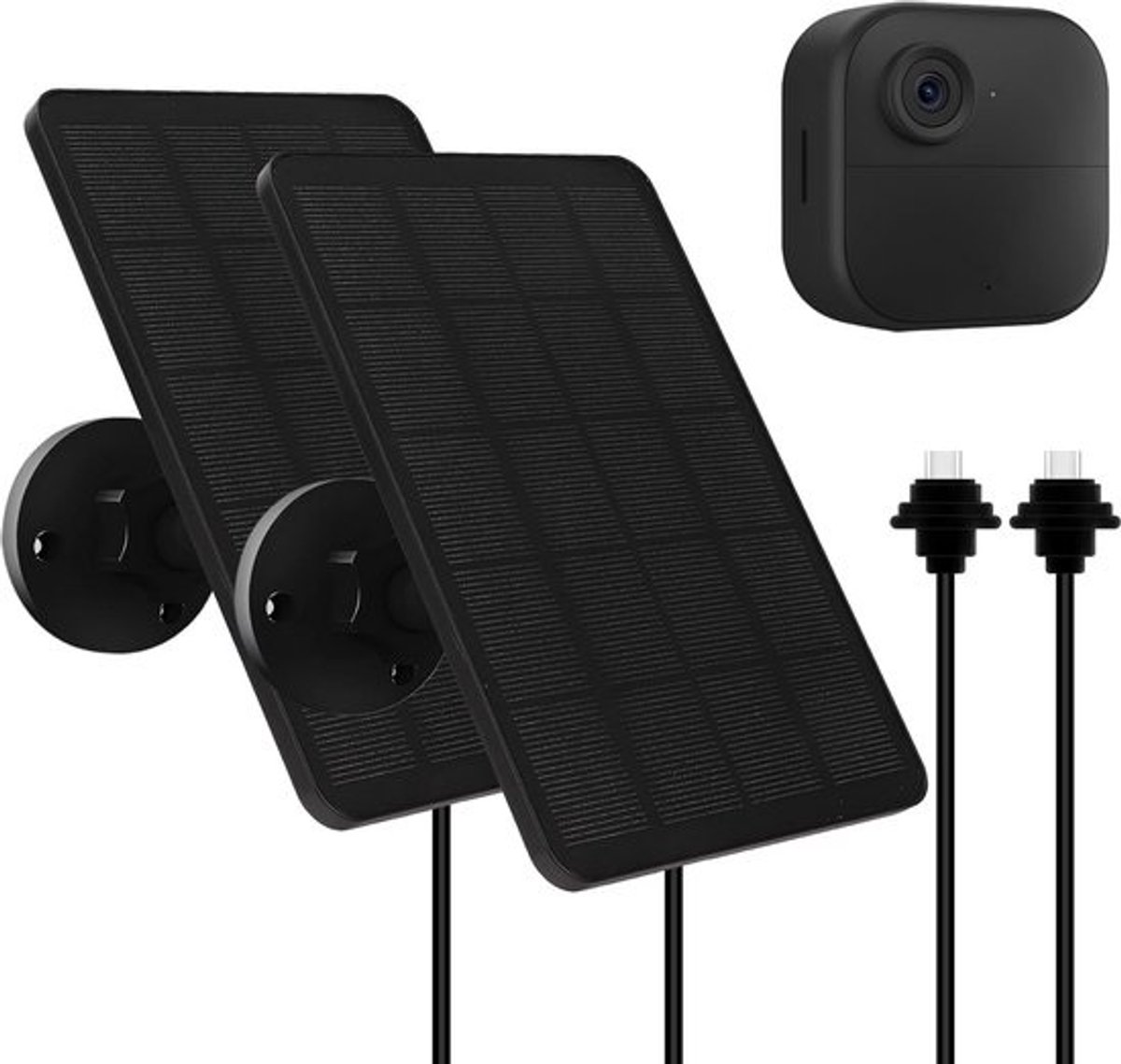 Set van 2 Solarpanelen voor Buitencamera's met USB-C, Waterdicht