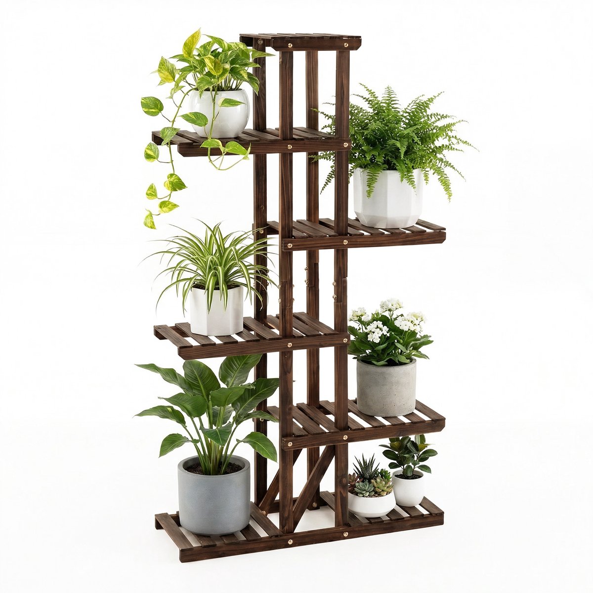 SureDeal® - Tuinier - Plantentrap Tuin Bloemenrek - 75x25x140 cm - Natuurlijk