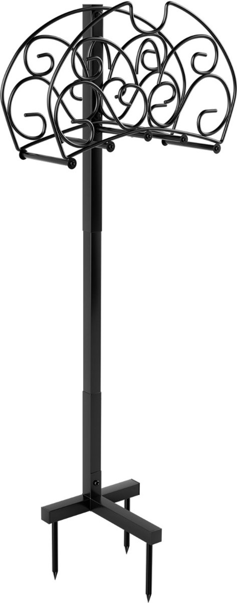 SureDeal® - Tuinier - Zelfdragende Verwijderbare Metalen - Ankerpunten - Slanghaspel - Tuin Gazon Zwart - 40x17x106,5 cm - Zwart