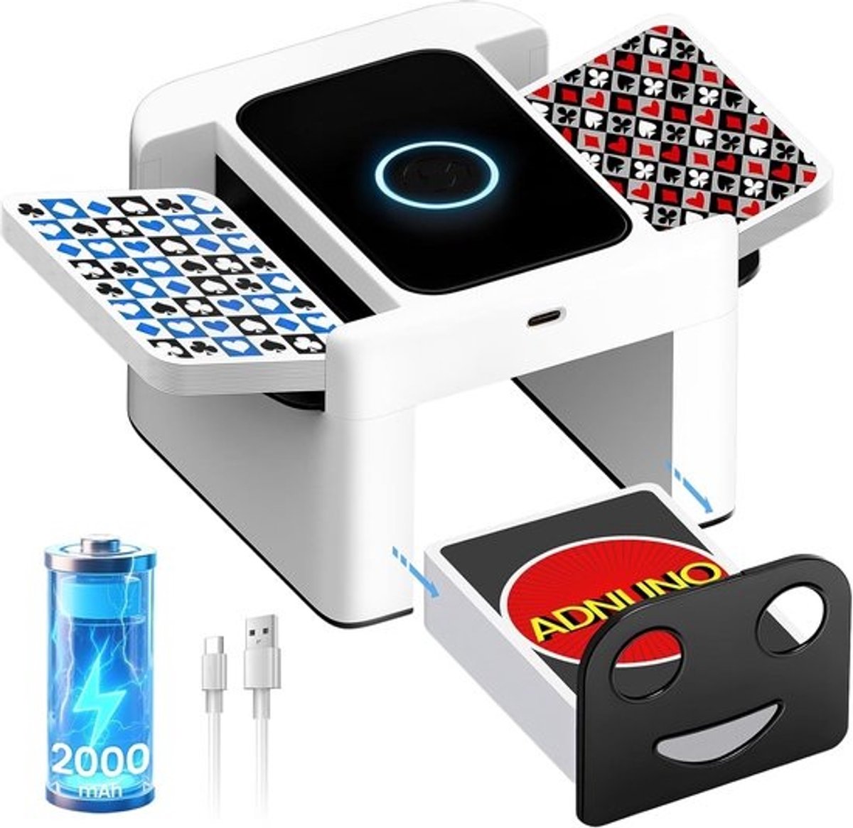 Elektrische Kaartenschudder - Automatische Mixer - Spelletjes Avond - USB Oplaadbaar - 16 cm Breed