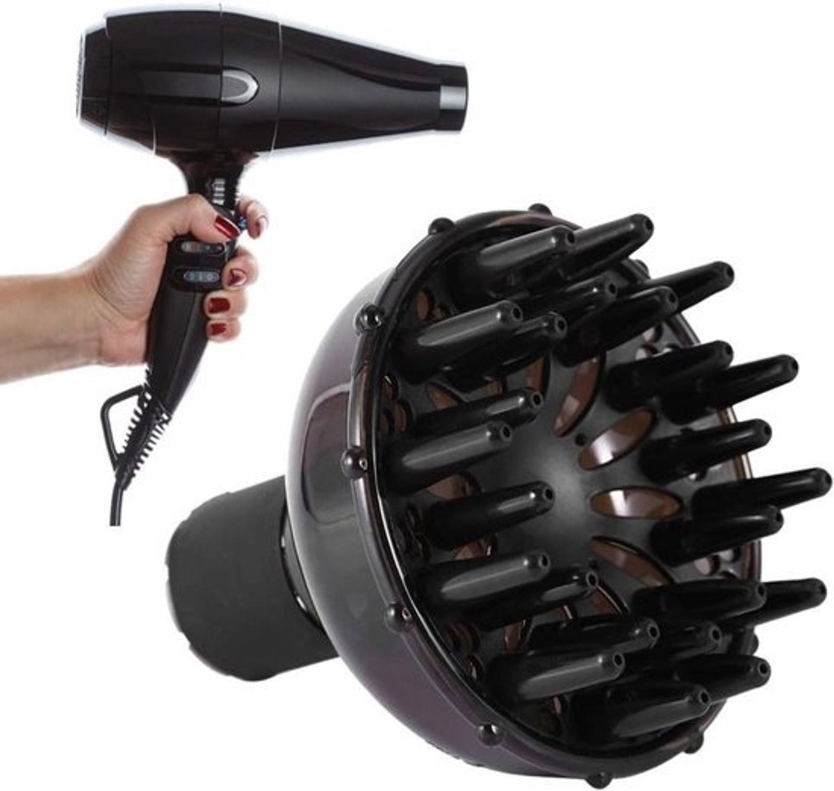 Föhn Diffuser - Haardroger Accessoire - Krullen Stylen - Verstelbare Luchtstroom - 14 cm Diameter - Zwart