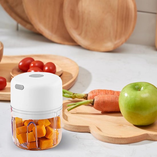 Keuken Snijder - Mini Mixer - Snel Ingrediënten Hakken - 3 RVS Messen - 250ml - Wit — afbeelding 4
